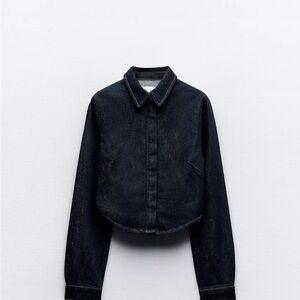 Zara Cropped Denim Shirt